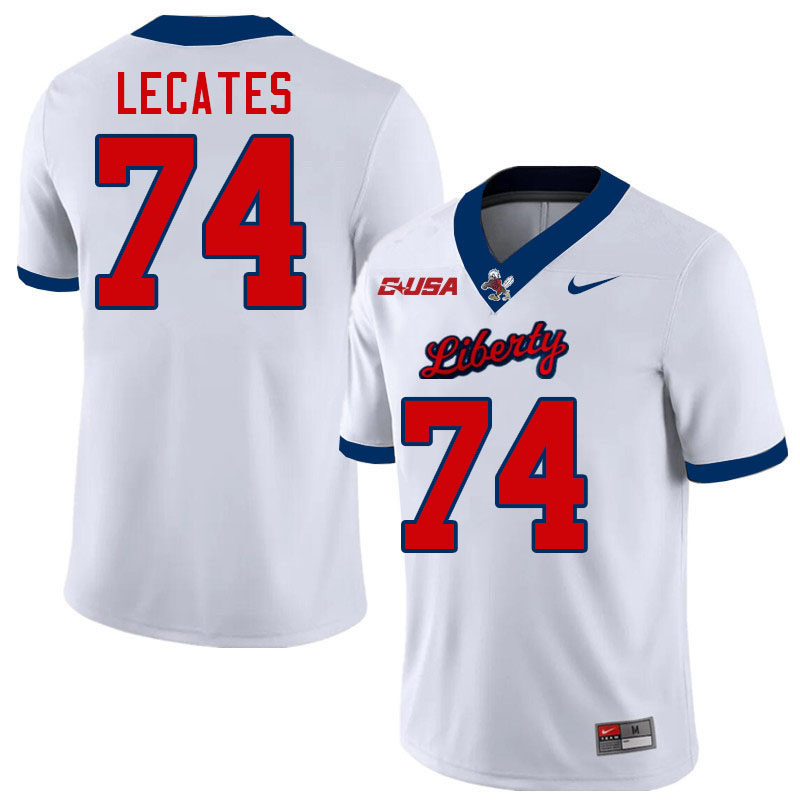 Liberty Flames #74 Jacob Lecates College Football Jerseys Stitched-White